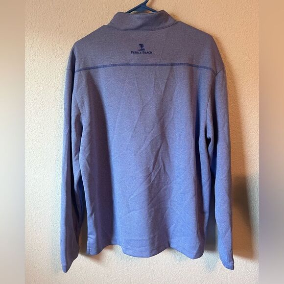 Men's pebble beach performance M Blue Half-Zip Sweater embroidered golf zip up - Picture 5 of 5